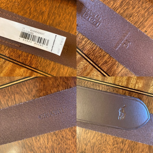 POLO RALPH LAUREN Equestrian Brown Leather Brass Buckle Belt NWT - Picture 8 of 12